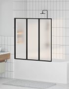 vidaXL Сгъваем Душ Параван Черен и Пълен Фрост 120 x 2 x 117 см
