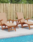 vidaXL Сгъваем и reclining шезлонг 3 бр. Солидно акациево дърво Таупе