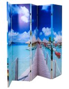 vidaXL Сгъваем параван за стая 200x170 см плаж