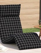 vidaXL Сгъваем шезлонг черен кариран 175x54x85 см оксфордски плат