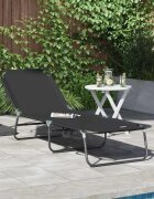 vidaXL Сгъваем шезлонг Черно 188 x 57 x 865 см Полиестер
