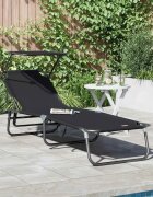 vidaXL Сгъваем шезлонг Черно 190 x 57 x 81 см оксфорд