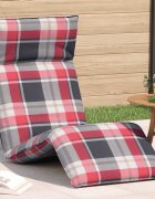 vidaXL Сгъваем шезлонг червен кариран 175x54x85 см оксфордски плат