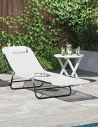 vidaXL Сгъваем шезлонг Крем 182 x 55 x 855 см Textilene