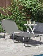 vidaXL Сгъваем шезлонг Сив 188 x 57 x 865 см Полиестер