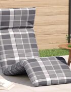 vidaXL Сгъваем шезлонг сив кариран 175x54x85 см оксфордски плат