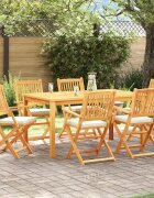 vidaXL Сгъваем стол 6 бр. Бяло Масивна акациева дървесина