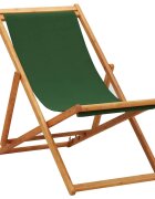 vidaXL Сгъваем стол евкалиптово дърво и плат зелен