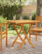vidaXL Сгъваема градинска маса 85x85x76 см тиково дърво масив