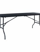 vidaXL Сгъваема градинска маса черна 180x75x72 см HDPE имитация ратан