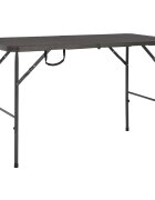 vidaXL Сгъваема градинска маса кафява 120x60x74 см HDPE имитация ратан