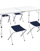 vidaXL Сгъваема къмпинг маса регулируема с 4 табуретки 120x60 см