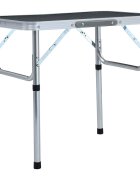 vidaXL Сгъваема къмпинг маса сива алуминий 60x45 см