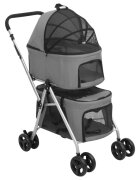 vidaXL Сгъваема количка за кучета сива 83x48x97 см Оксфорд плат
