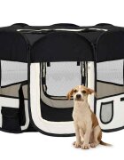 vidaXL Сгъваема кучешка кошара с чанта за носене черна 110x110x58 см