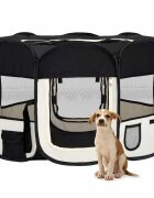 vidaXL Сгъваема кучешка кошара с чанта за носене черна 125x125x61 см