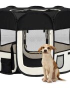 vidaXL Сгъваема кучешка кошара с чанта за носене черна 90x90x58 см