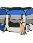 vidaXL Сгъваема кучешка кошара с чанта за носене синя 125x125x61 см