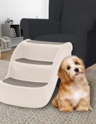 vidaXL Сгъваема кучешка стълба 3 стъпала кремава 50x38x38 см пластмаса