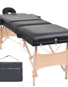 vidaXL Сгъваема масажна кушетка с 3 зони 10 см плътен пълнеж черна