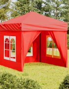 vidaXL Сгъваема парти палатка със странични стени червена 2x2 м
