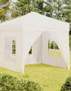 vidaXL Сгъваема парти палатка със странични стени кремава 2x2 м