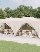 vidaXL Сгъваема парти палатка със странични стени кремава 3x6 м
