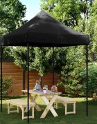 vidaXL Сгъваема парти шатра pop-up черна 200x200x306 см