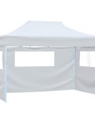 vidaXL Сгъваема парти шатра с 3 странични стени 291x413x315 см бяла