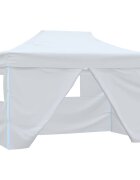 vidaXL Сгъваема парти шатра с 4 странични стени 280x410x315 см стомана бяла