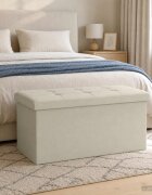 vidaXL Сгъваема пейка за съхранение Бяло 180 кг 80 Л 77 x 38 x 38 см