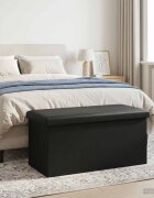 vidaXL Сгъваема пейка за съхранение Черно 180 кг 80 Л 77 x 38 x 38 см