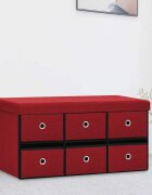 vidaXL Сгъваема пейка за съхранение червена 76x38x38 см изкуствен лен