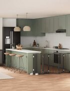 vidaXL Сгъваема преграда за куче с врата 12 панела черна 600 см топола