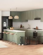 vidaXL Сгъваема преграда за куче с врата 15 панела черна 750 см топола