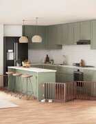 vidaXL Сгъваема преграда за куче с врата 6 панела кафява 480 см топола