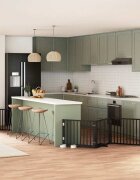 vidaXL Сгъваема преграда за куче с врата 8 панела черна 640 см топола