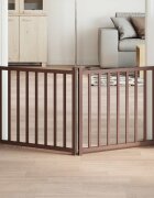 vidaXL Сгъваема преграда за кучета 2 панела kафяв дъб 160 см чам масив