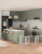 vidaXL Сгъваема преграда за кучета с врата 12 панела бял 600 см топола