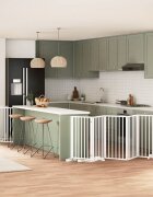 vidaXL Сгъваема преграда за кучета с врата 12 панела бял 600 см топола