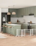 vidaXL Сгъваема преграда за кучета с врата 12 панела бял 600 см топола