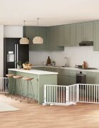 vidaXL Сгъваема преграда за кучета с врата 12 панела бял 960 см топола