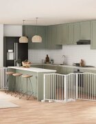 vidaXL Сгъваема преграда за кучета с врата 12 панела бял 960 см топола