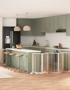 vidaXL Сгъваема преграда за кучета с врата 15 панела 750 см топола
