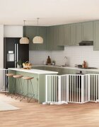 vidaXL Сгъваема преграда за кучета с врата 15 панела бял 750 см топола