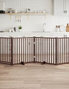 vidaXL Сгъваема преграда за кучета с врата 4 панела 320 см Масивна ела