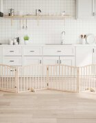 vidaXL Сгъваема преграда за кучета с врата 4 панела 320 см топола