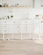 vidaXL Сгъваема преграда за кучета с врата 6 панела 300 см Масивна ела