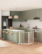 vidaXL Сгъваема преграда за кучета с врата 6 панела 480 см топола