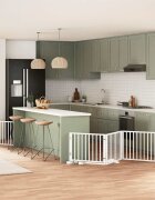 vidaXL Сгъваема преграда за кучета с врата 6 панела бял 480 см топола